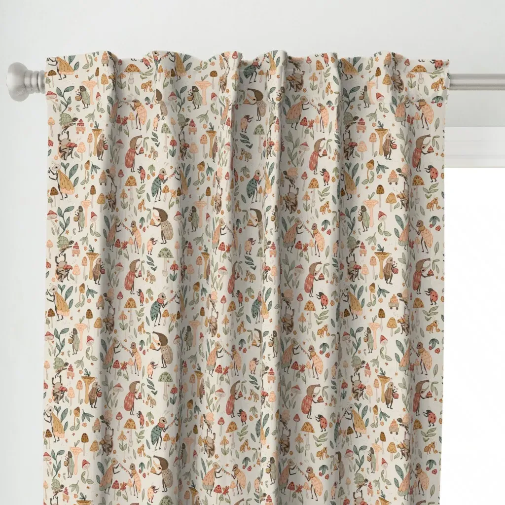 Insect-Party Cute Insect Curtain Panel - Peach, Terracotta alternate view