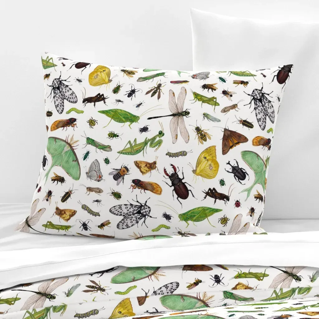 Insects Standard Knife Edge Cushion Cover - Green, Cotton Sateen product