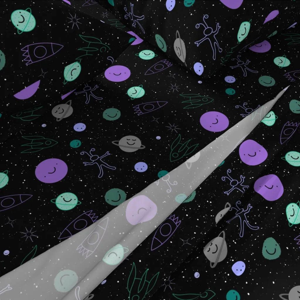 Intergalactic Friends Twin XL Sheet Set - Purple alternate view