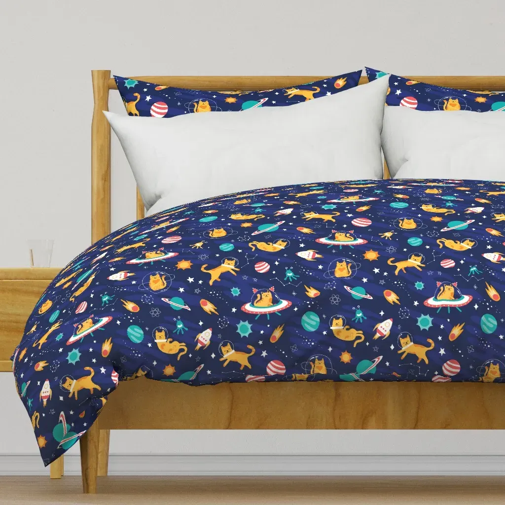 Intergalactic Space Cats Large Duvet Cover - Orange product