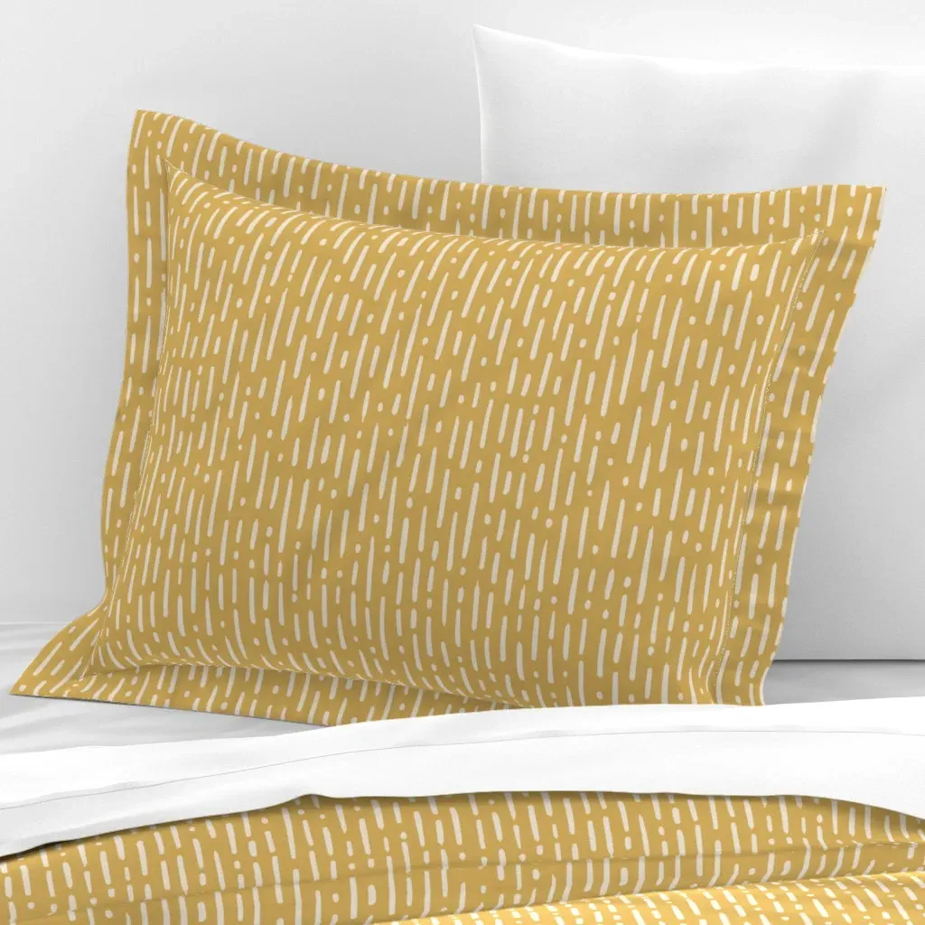 Interrupted Stripe Standard Flanged Pillow Sham - Mustard Yellow, Cotton Sateen product
