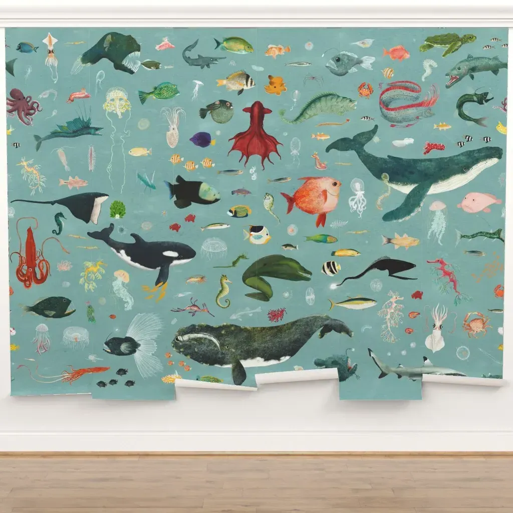 Into The Deep Blue Peel and Stick Wall Mural - Blue product
