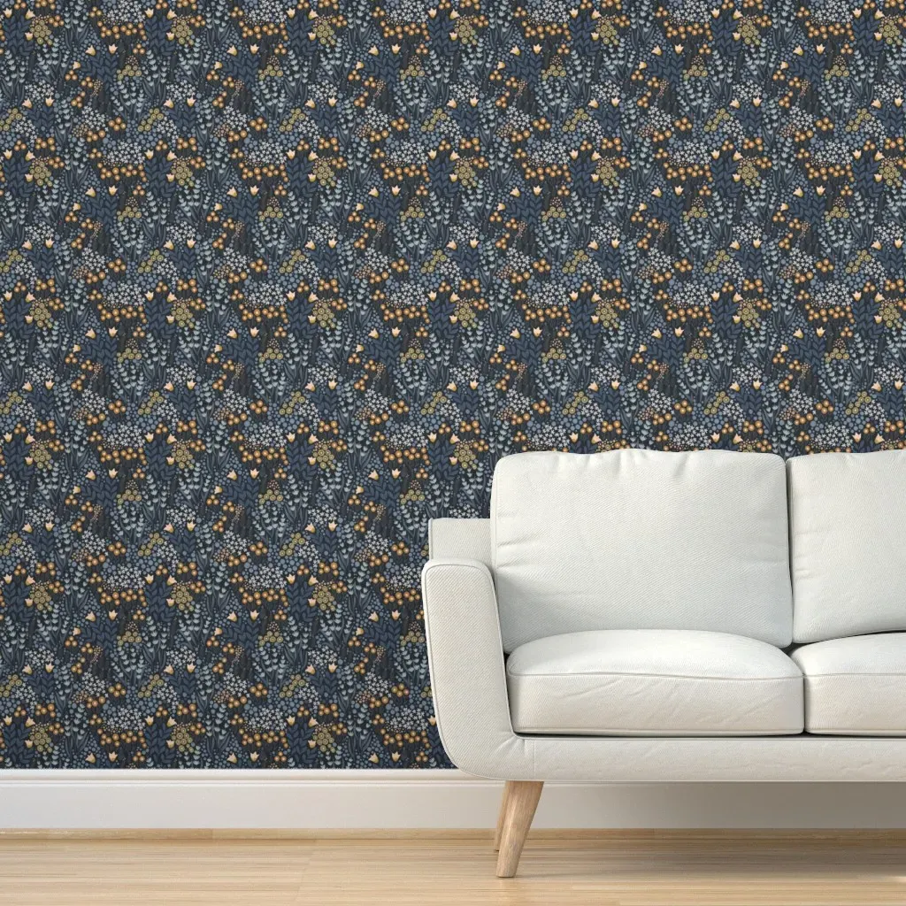 Into The Weeds Midnight Garden Peel and Stick Wallpaper - Dark Blue product