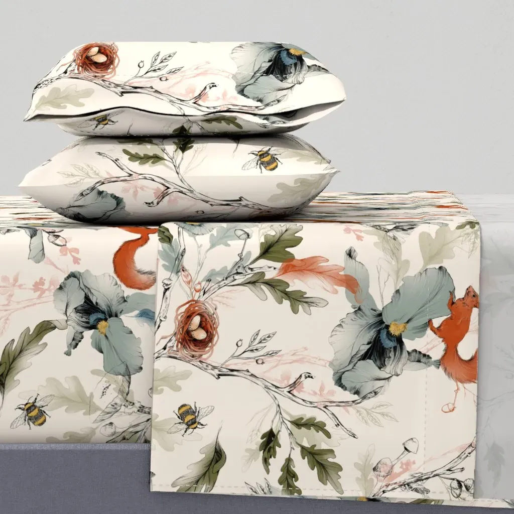 Into The Woods Queen Sheet Set - Muted Blue-Gray product