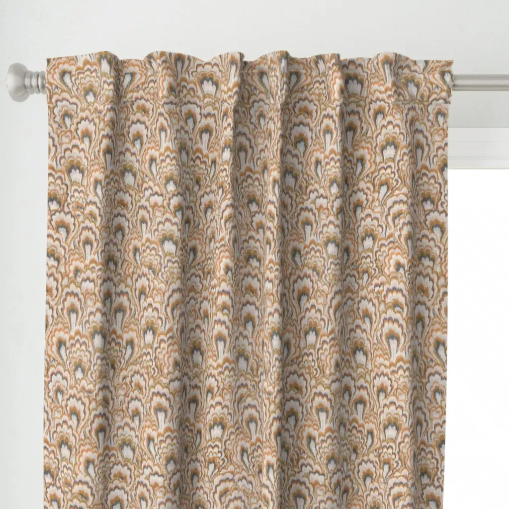 Irene Vintage Marbled Curtain Panel - Brown alternate view