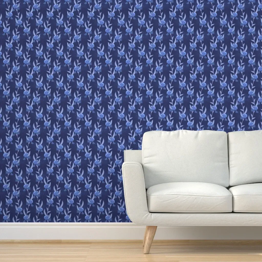 Iris In Denim Peel and Stick Wallpaper - Indigo Blue product