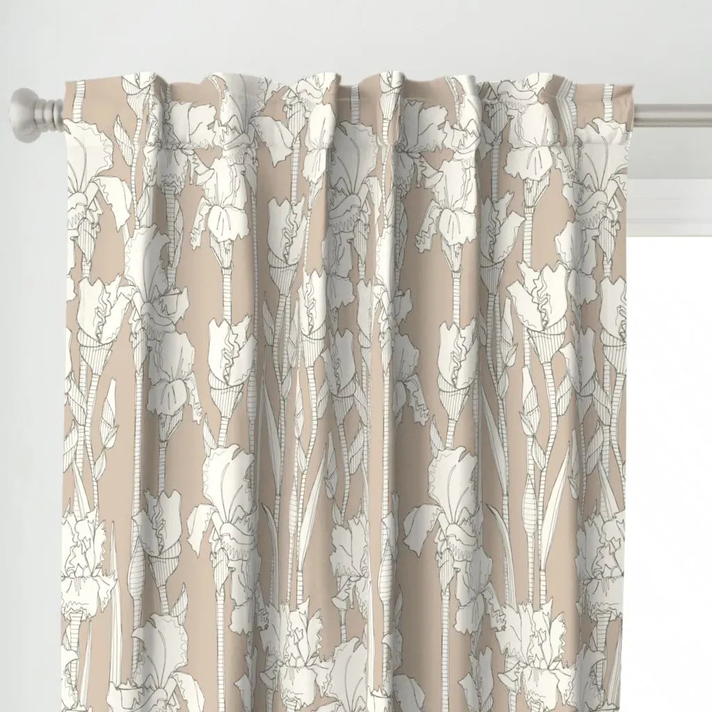 Iris Sandstone Mortar Curtain Panel - White alternate view