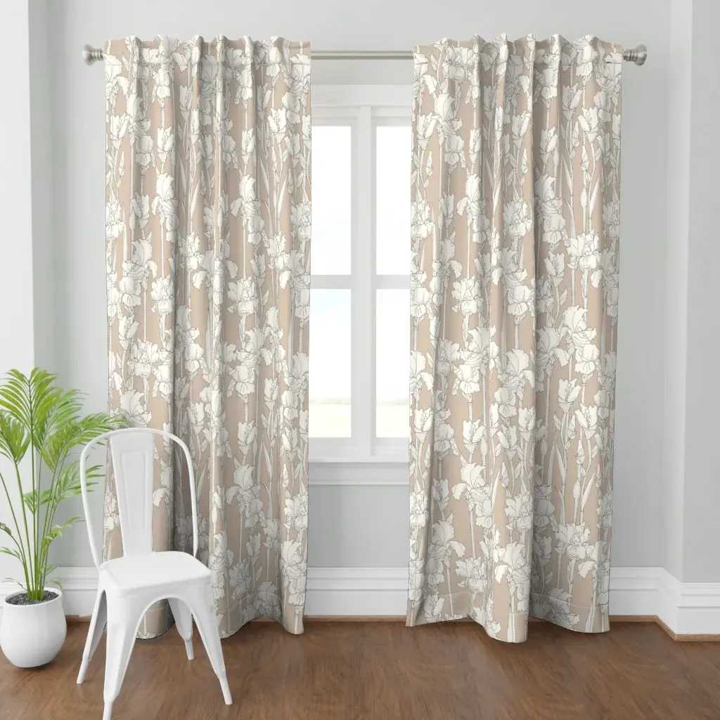 Iris Sandstone Mortar Curtain Panel - White product