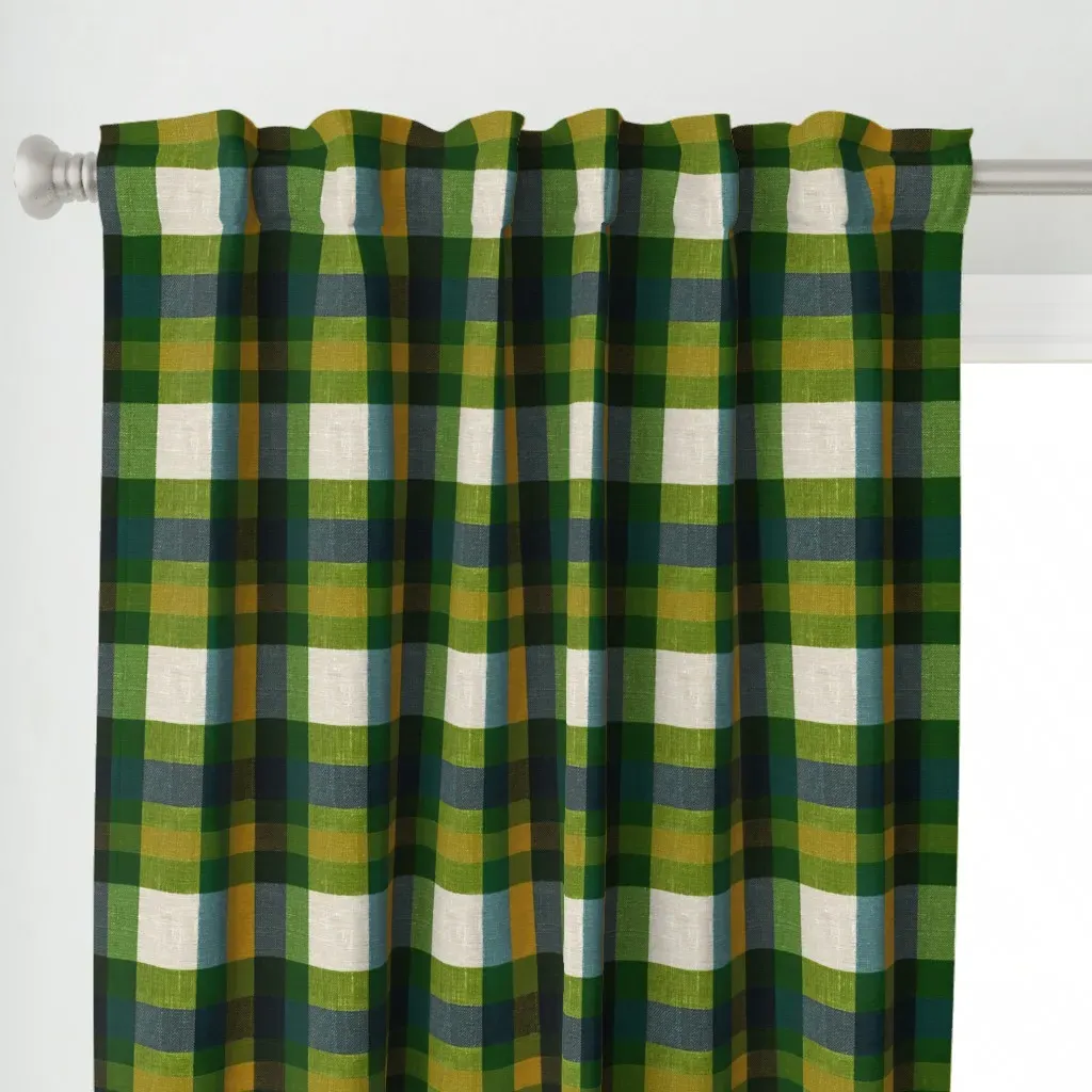 Irish Country Faux Tweed Curtain Panel - Green alternate view