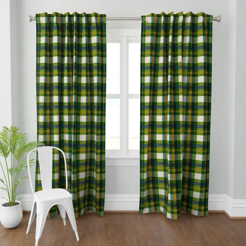 Irish Country Faux Tweed Curtain Panel - Green product