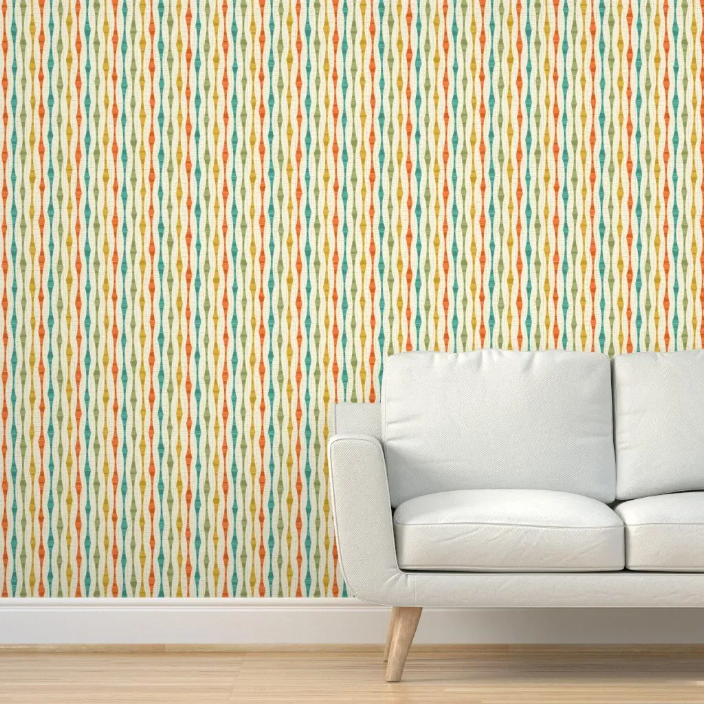Irregular Retro Stripes Peel and Stick Wallpaper - Beige product
