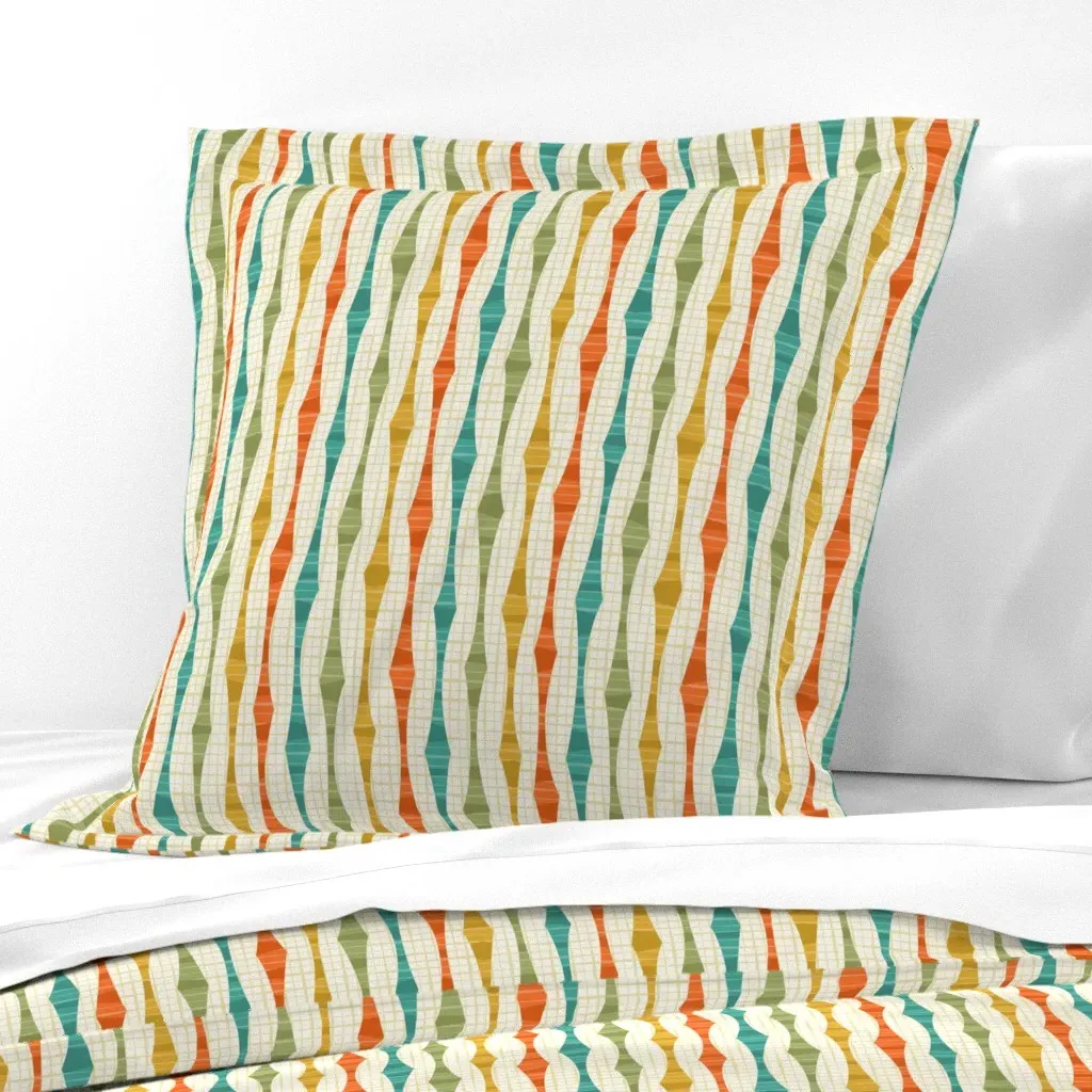 Irregular Retro Stripes Vertical Euro Pillow Sham - Beige product