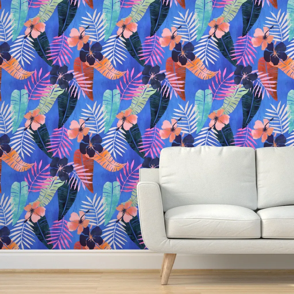 Island Goddess Peel and Stick Wallpaper - Bright Blue product