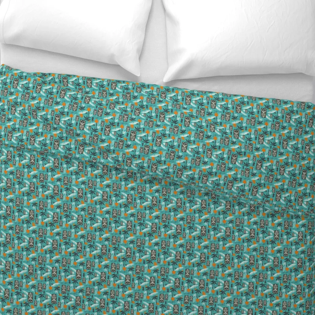 Island Tiki Mid Century Duvet Cover - Teal alternate view