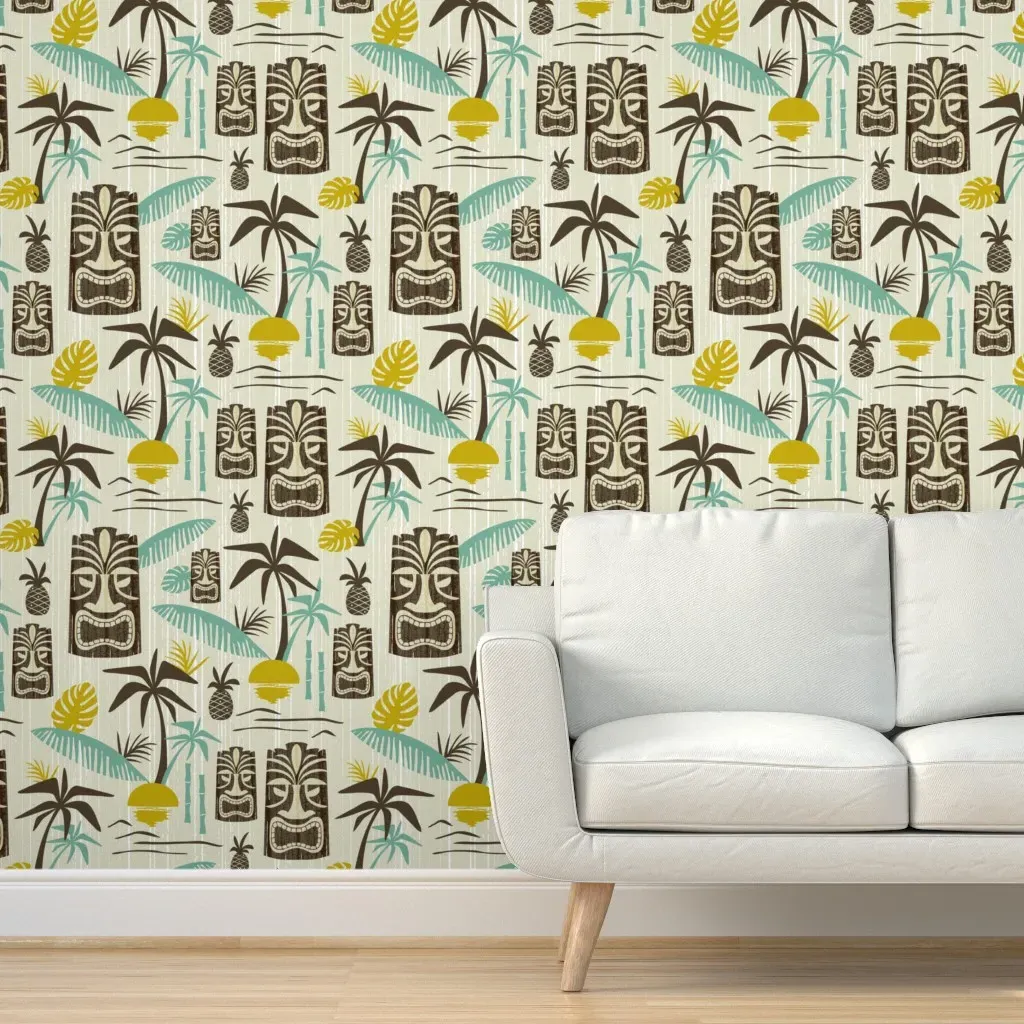 Island Tiki Peel and Stick Wallpaper - Tan product