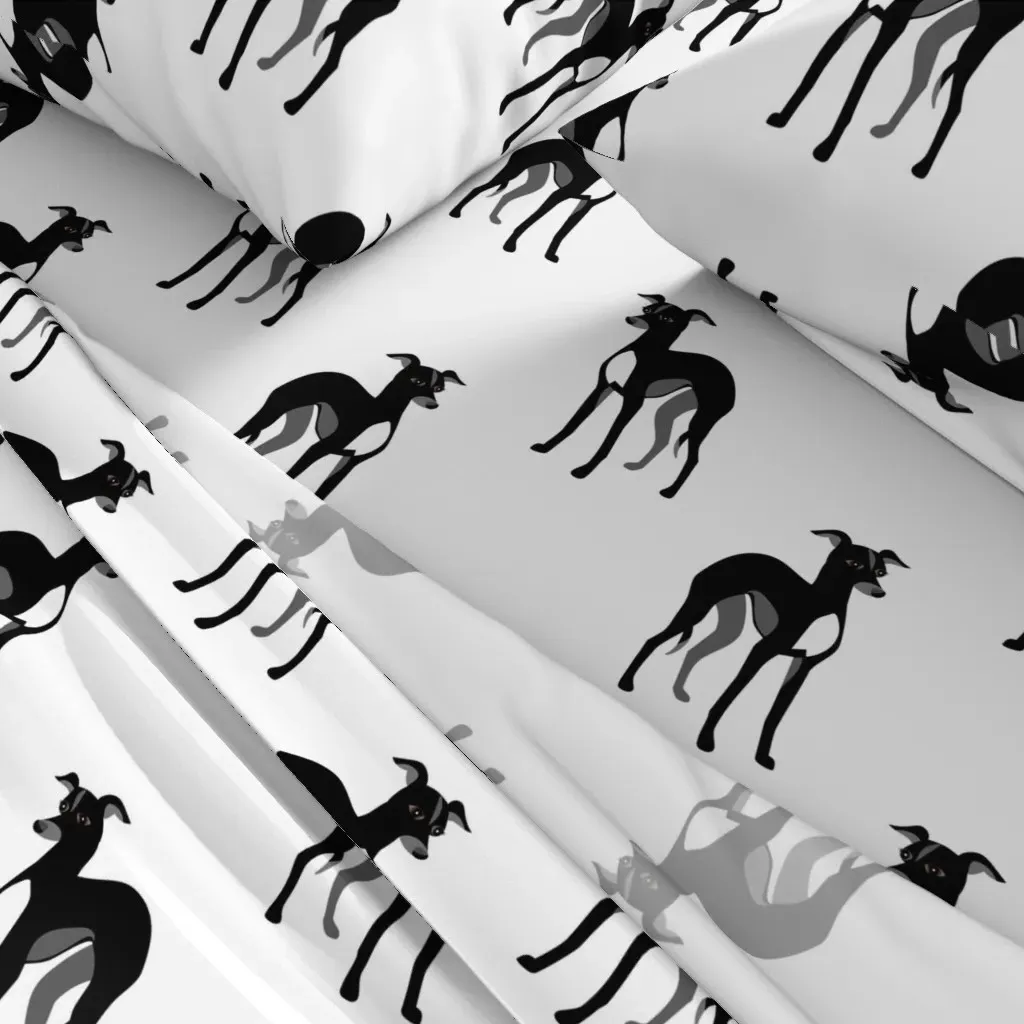 Italian Greyhounds Whippets King Size Sheet Set - Black alternate view