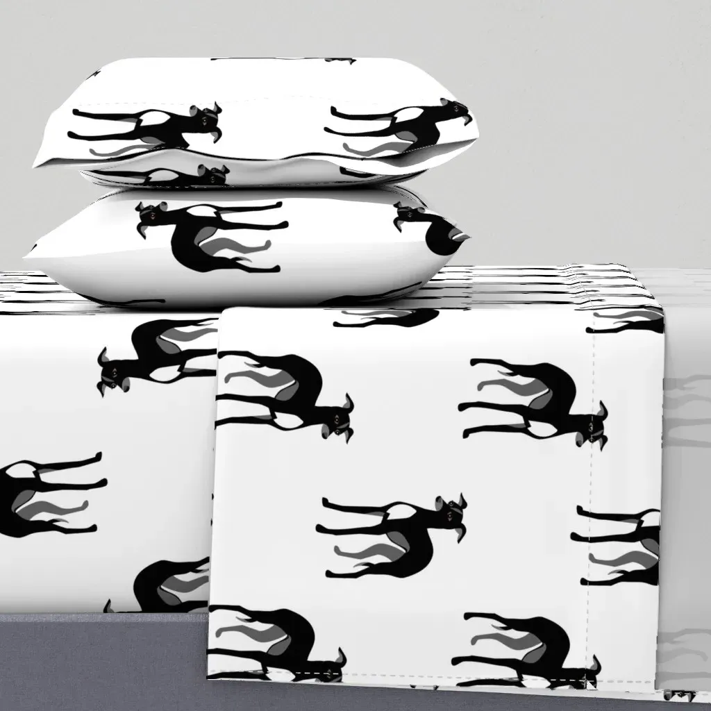 Italian Greyhounds Whippets King Size Sheet Set - Black product