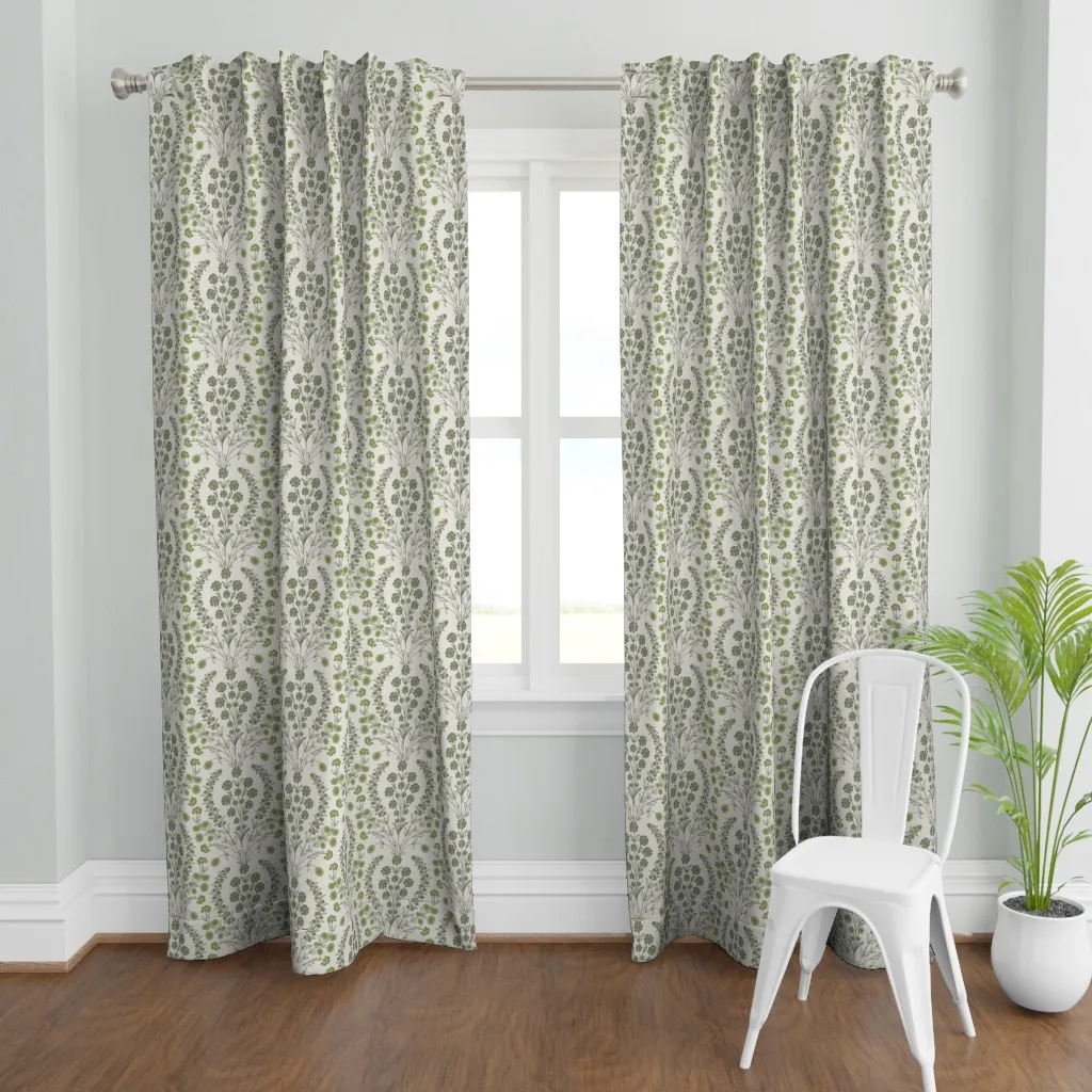 Italian Villa Floral Curtain Panel - Green product