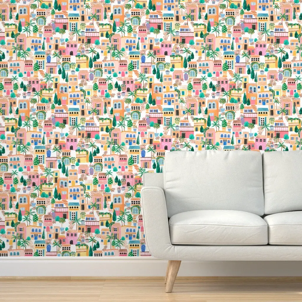 Italian Villa Getaway Peel and Stick Wallpaper - Pink product