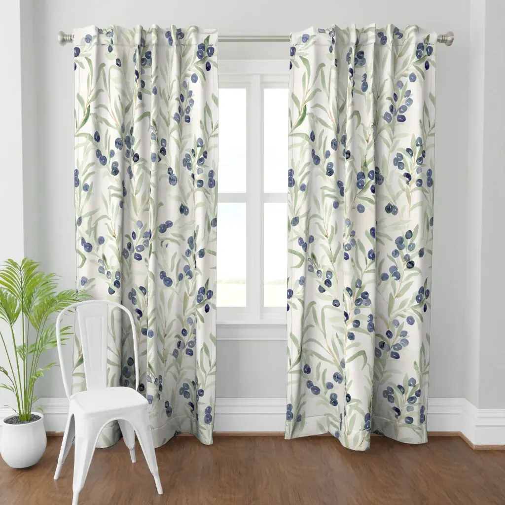 Italian Villa Watercolor Curtain Panel - Dark Teal product