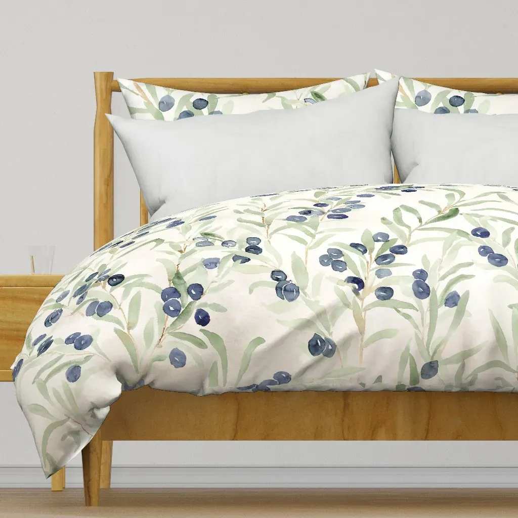 Italian Villa Watercolor Olive Duvet Cover - Dark Teal product