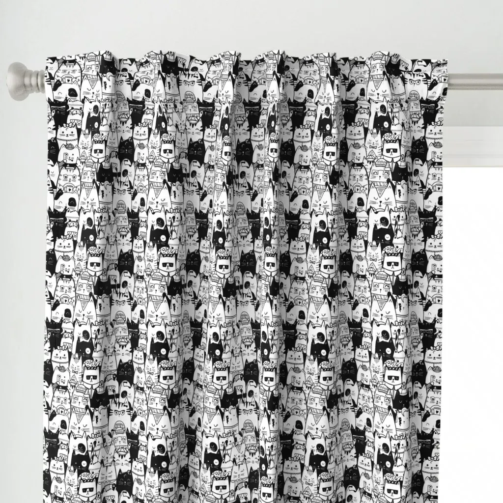 Itty Bitty Kitty Curtain Panel - Black alternate view