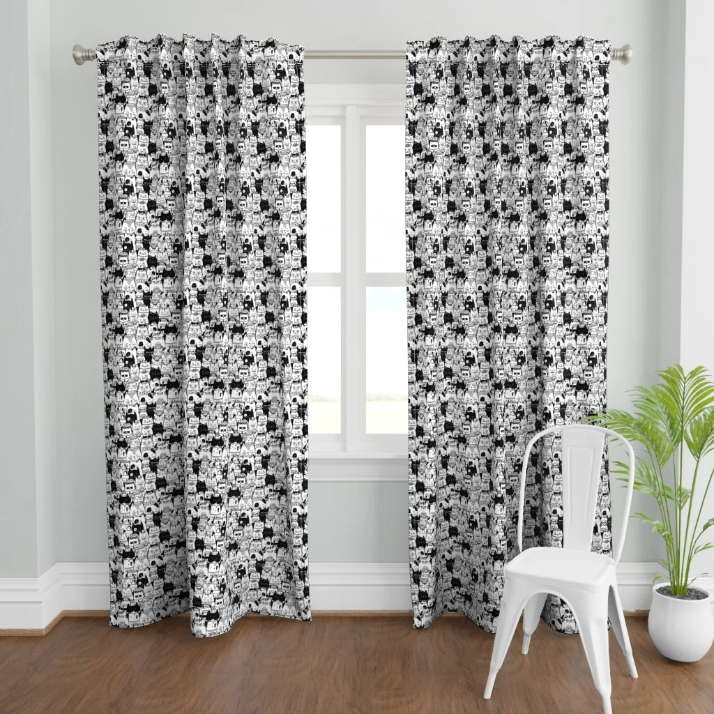 Itty Bitty Kitty Curtain Panel - Black product