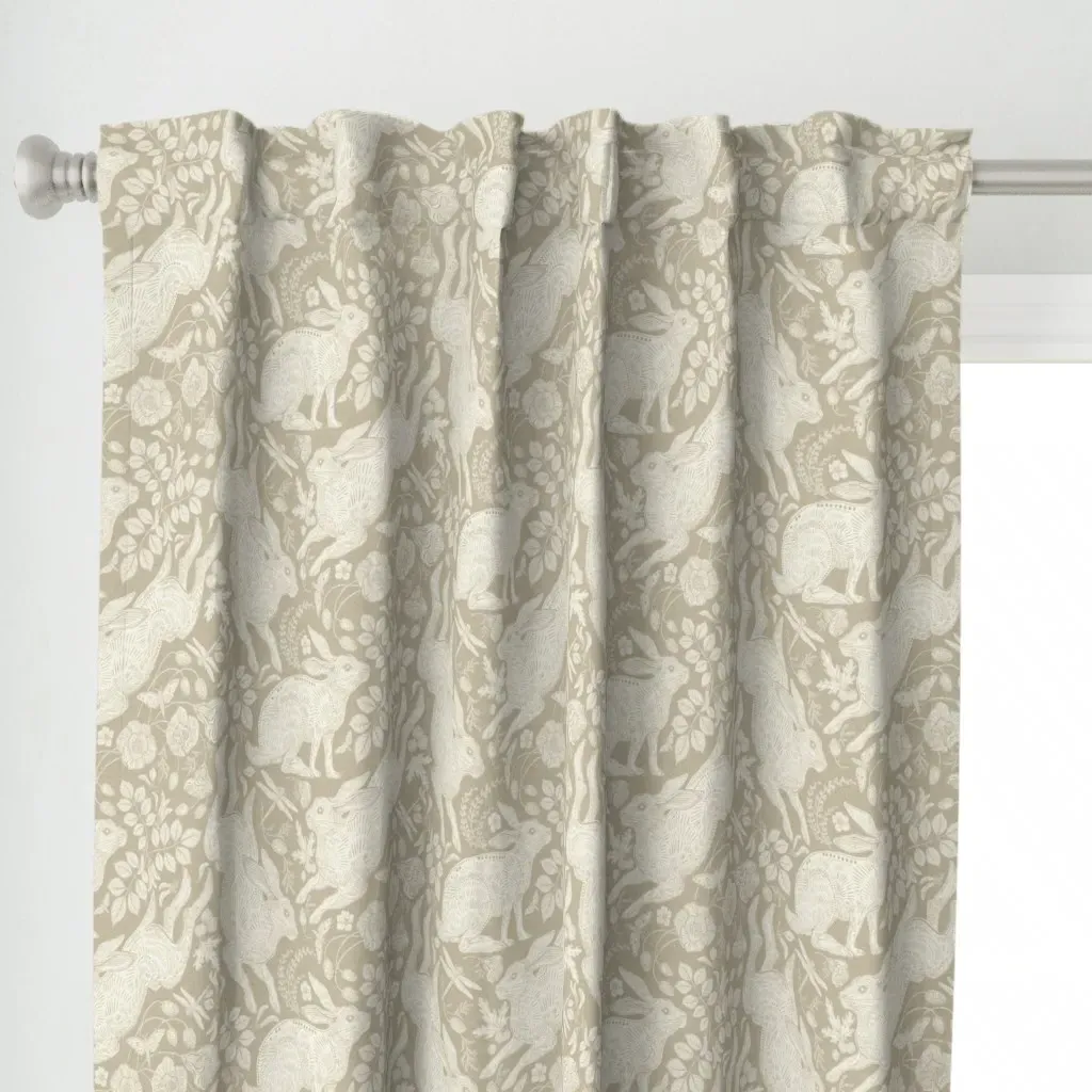 Ivory Rabbit Linen Curtain Panel - Off-White alternate view