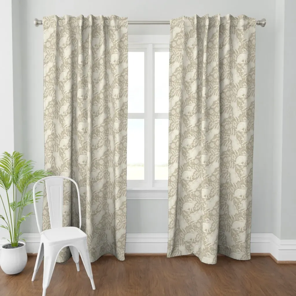 Ivory Rabbit Linen Curtain Panel - Off-White product
