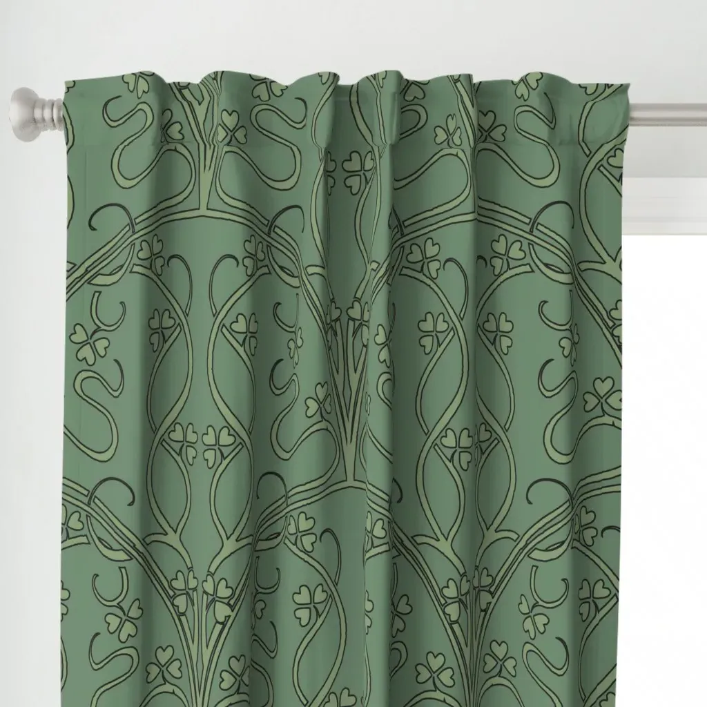 Ivy Lattice L Curtain Panel - Green alternate view