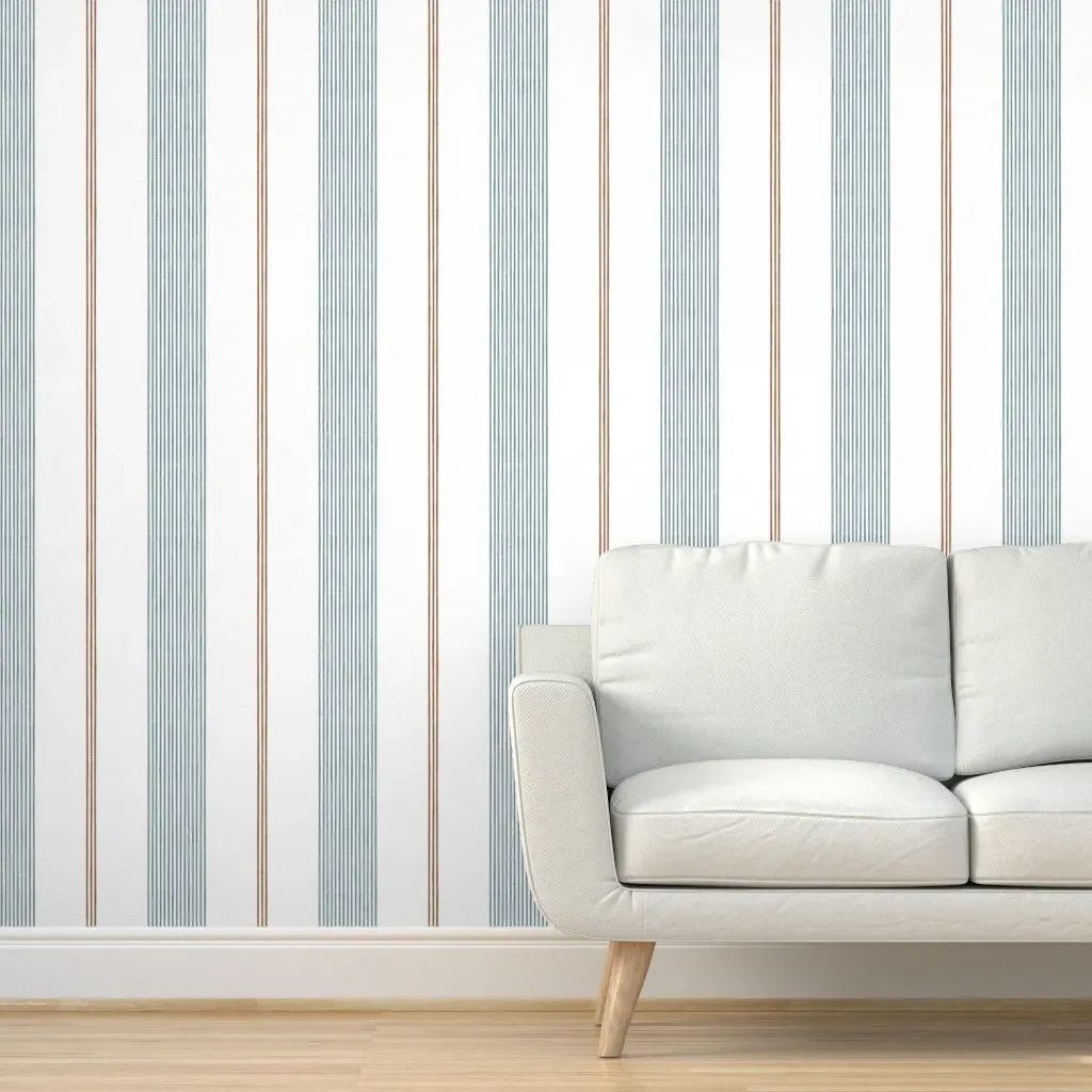 Ivy Stripes Large Scale Peel and Stick Wallpaper - Selvedge Blue product