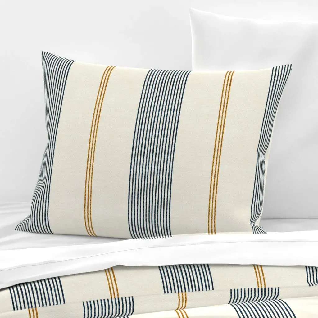 Ivy Stripes Standard Knife Edge Pillow - Dark Blue, Cotton Sateen product