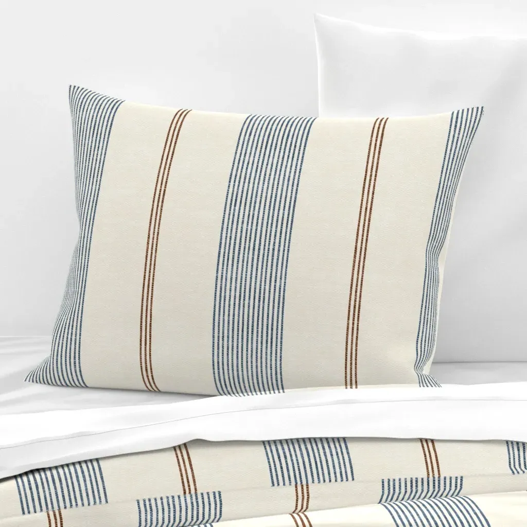Ivy Stripes Standard Knife Edge Pillow - Off-White, Cotton Sateen product