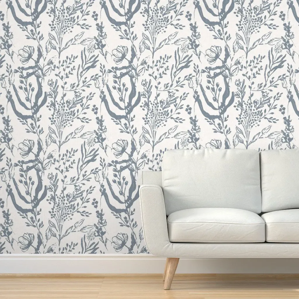 Izzy Wildflower Peel and Stick Wallpaper - Dusty Blue product