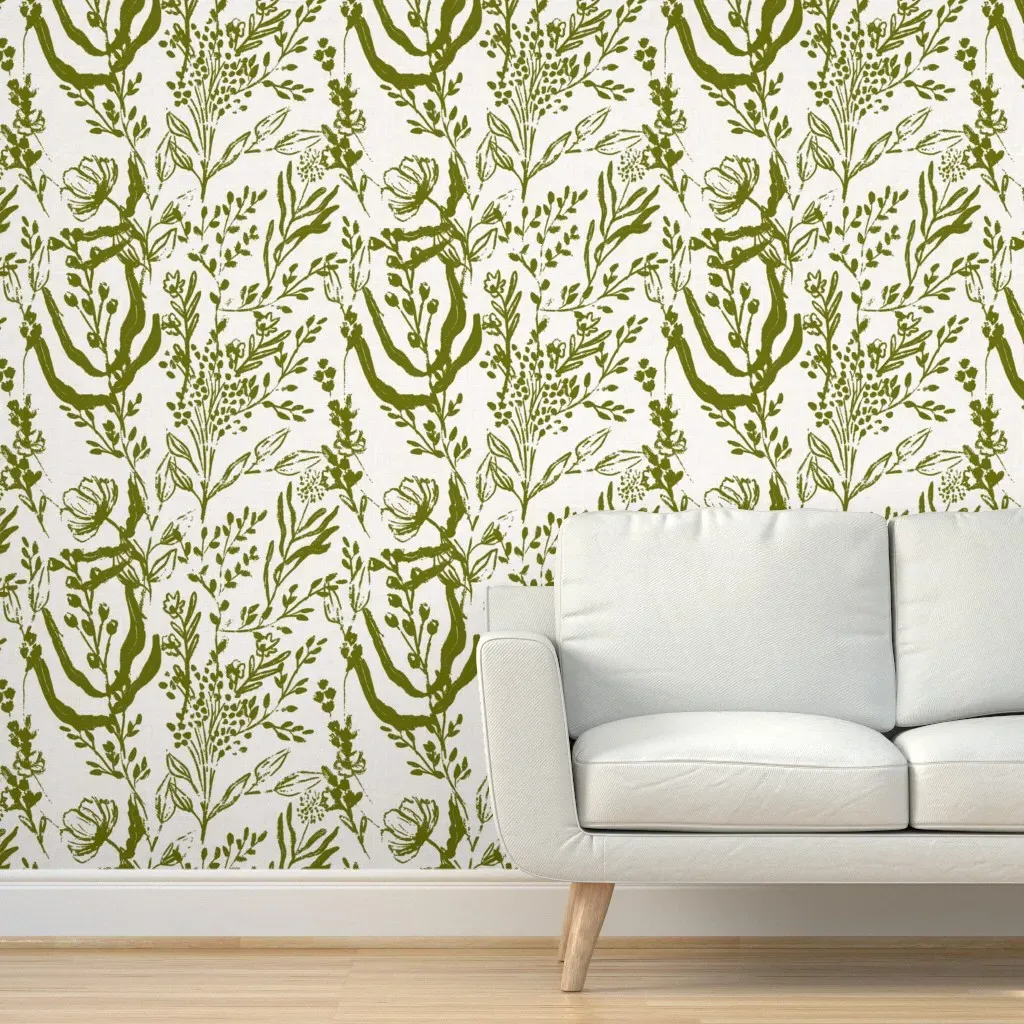 Izzy Wildflower Peel and Stick Wallpaper - Olive Green product