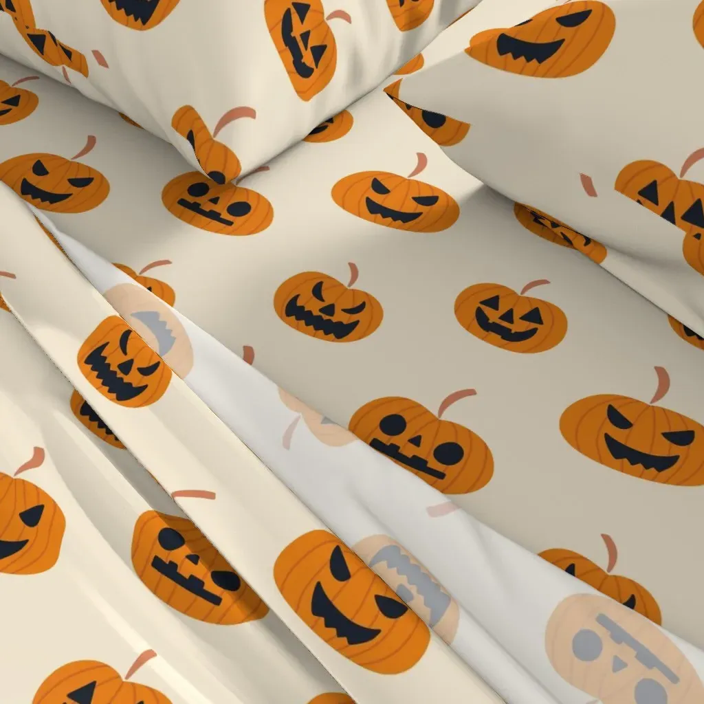 Jack-O-Lanterns King Size Sheet Set - Orange alternate view