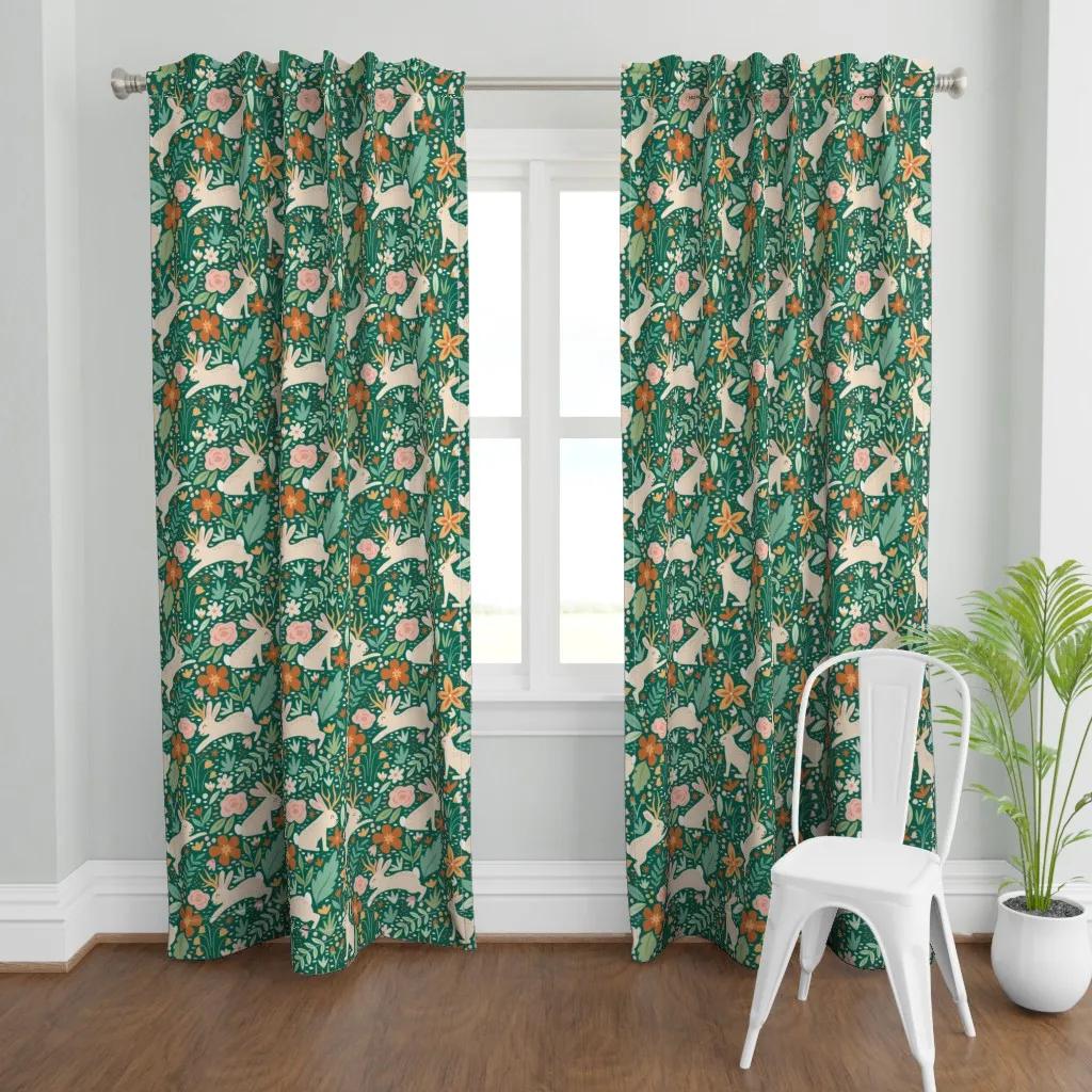 Jackalope In Spring Curtain Panel - Cream product