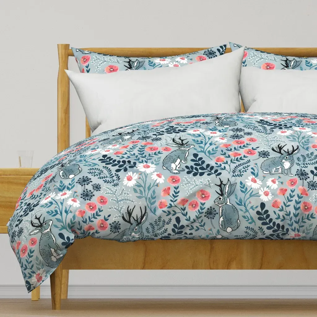 Jackalope Meadow Large Duvet Cover - Dusty Blue product