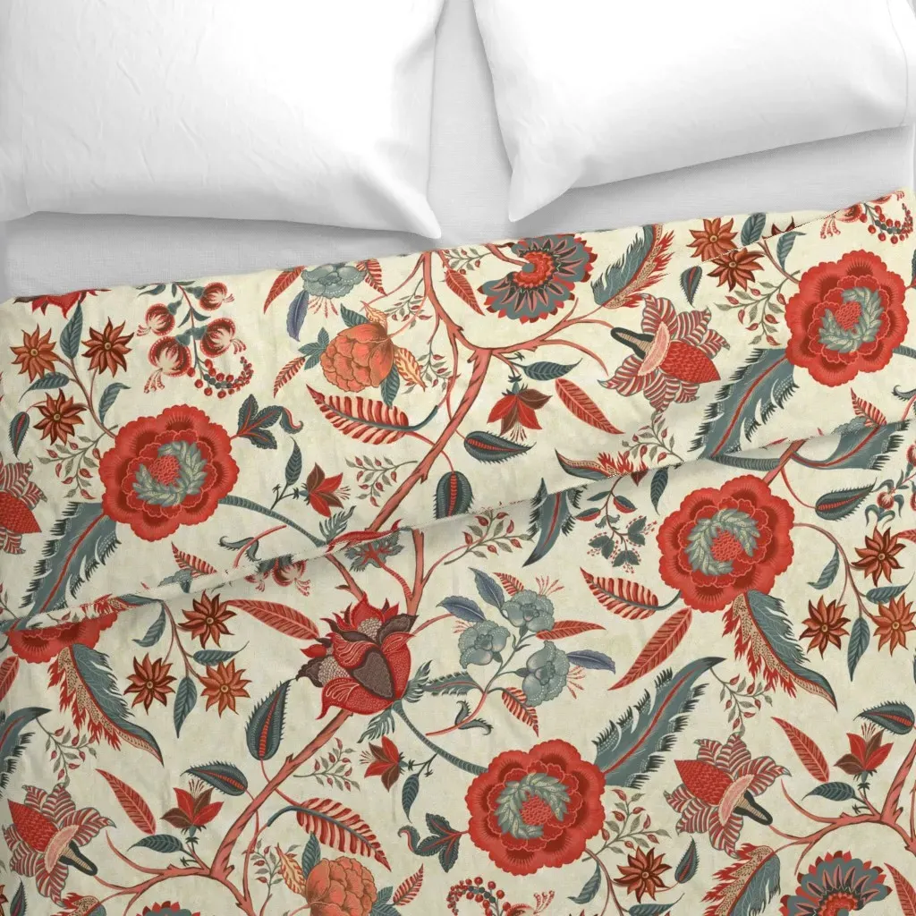 Jacobean Chintz Florals Duvet Cover - Red alternate view