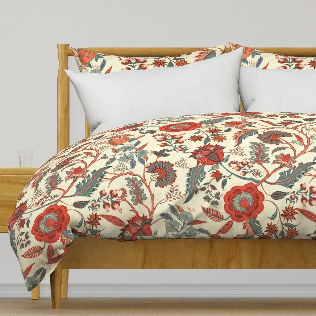 Jacobean Chintz Florals Duvet Cover - Red product