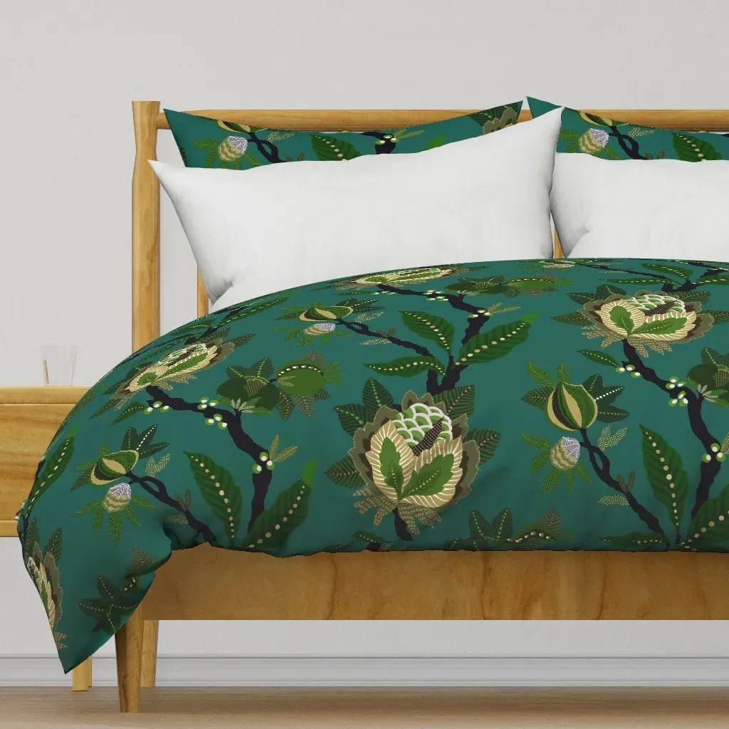 Jacobean Floral Duvet Cover - Green product