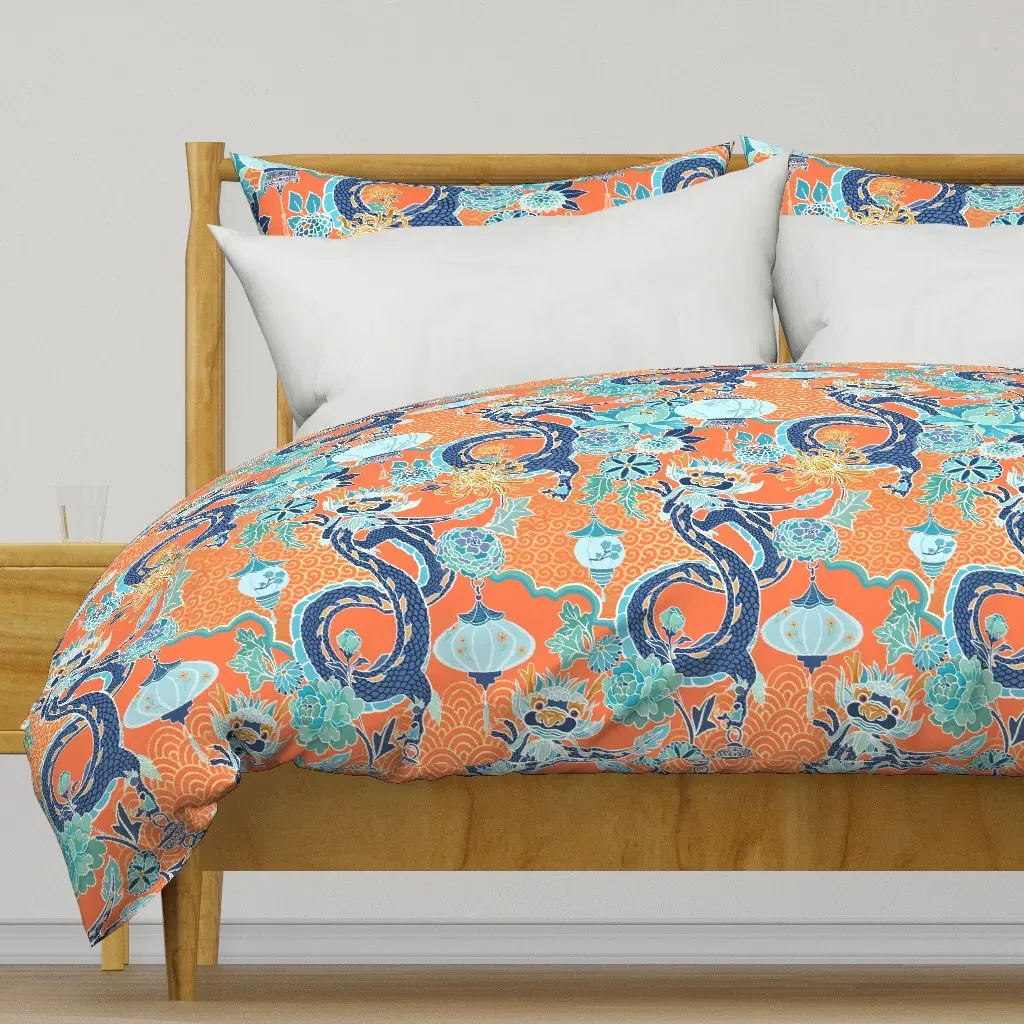 Jade Dragon Pavilion Duvet Cover - Blue product