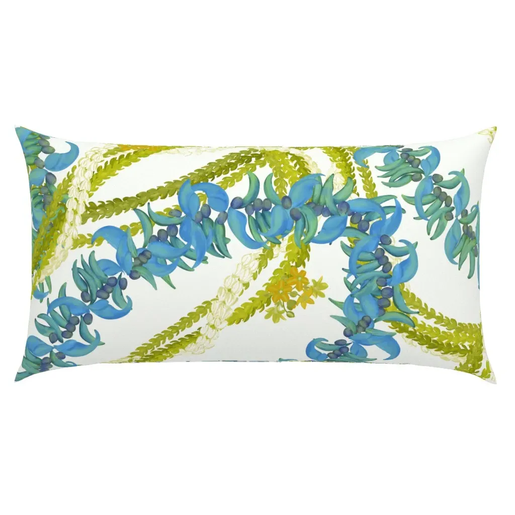 Jade Lei Pakalana and Pikake Lei King Pillow Sham - Blue, White product