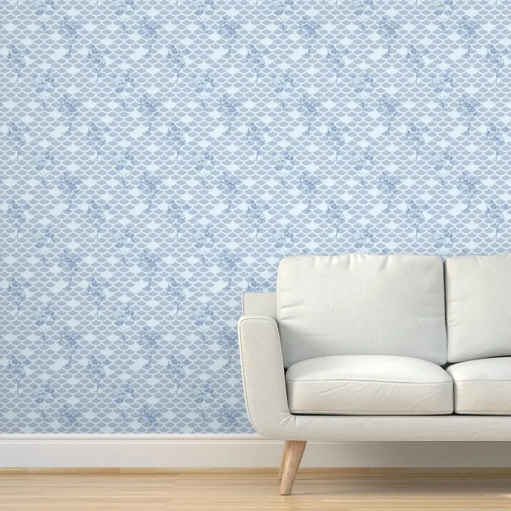 Jaf Studio Dancing Cranes Peel and Stick Wallpaper - Indigo Blue product