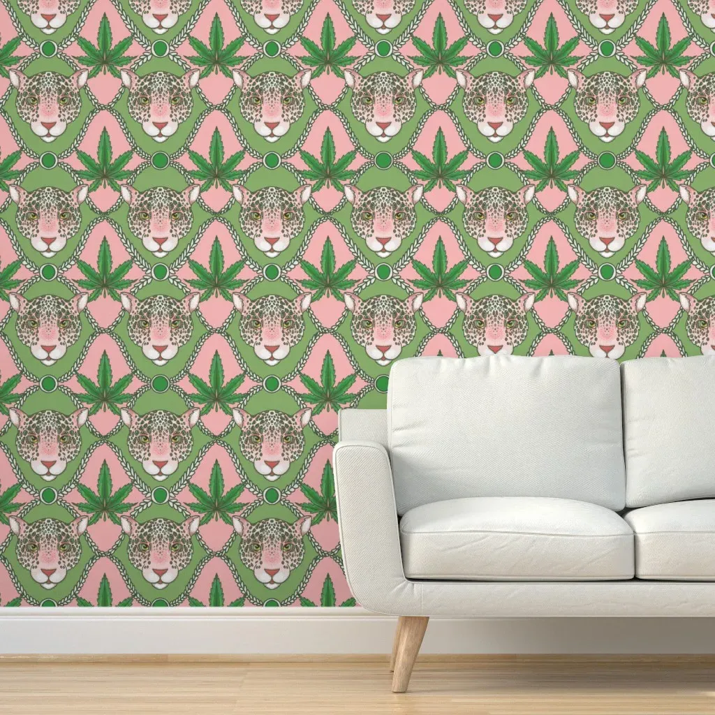 Jaguar Jungle 2 Peel and Stick Wallpaper - Pink product