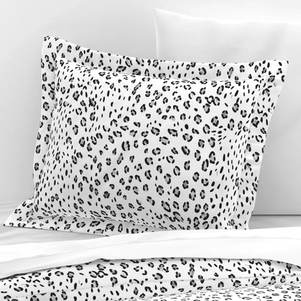 Jaguar Print Animalier Standard Flanged Cushion - Black, Cotton Sateen product