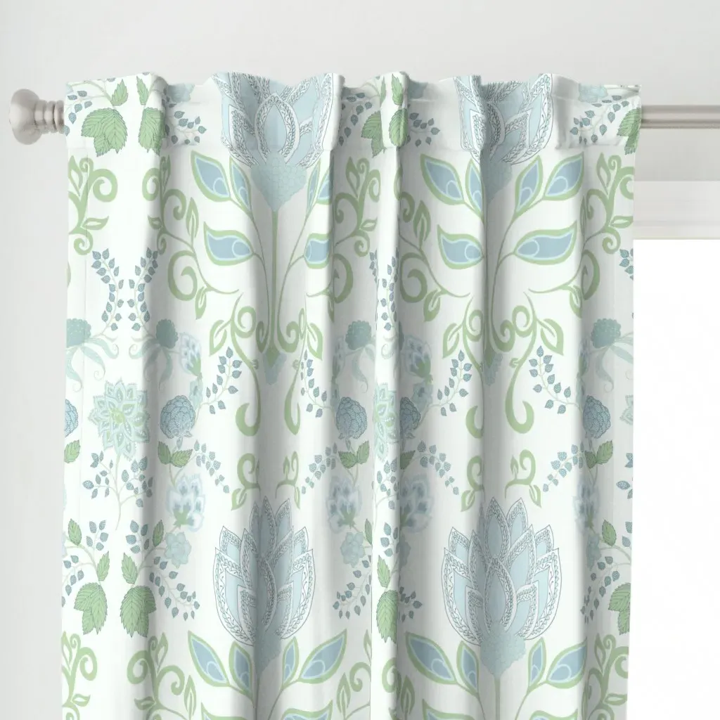 Jaipur Damask Grand Curtain Panel - Light Blue alternate view
