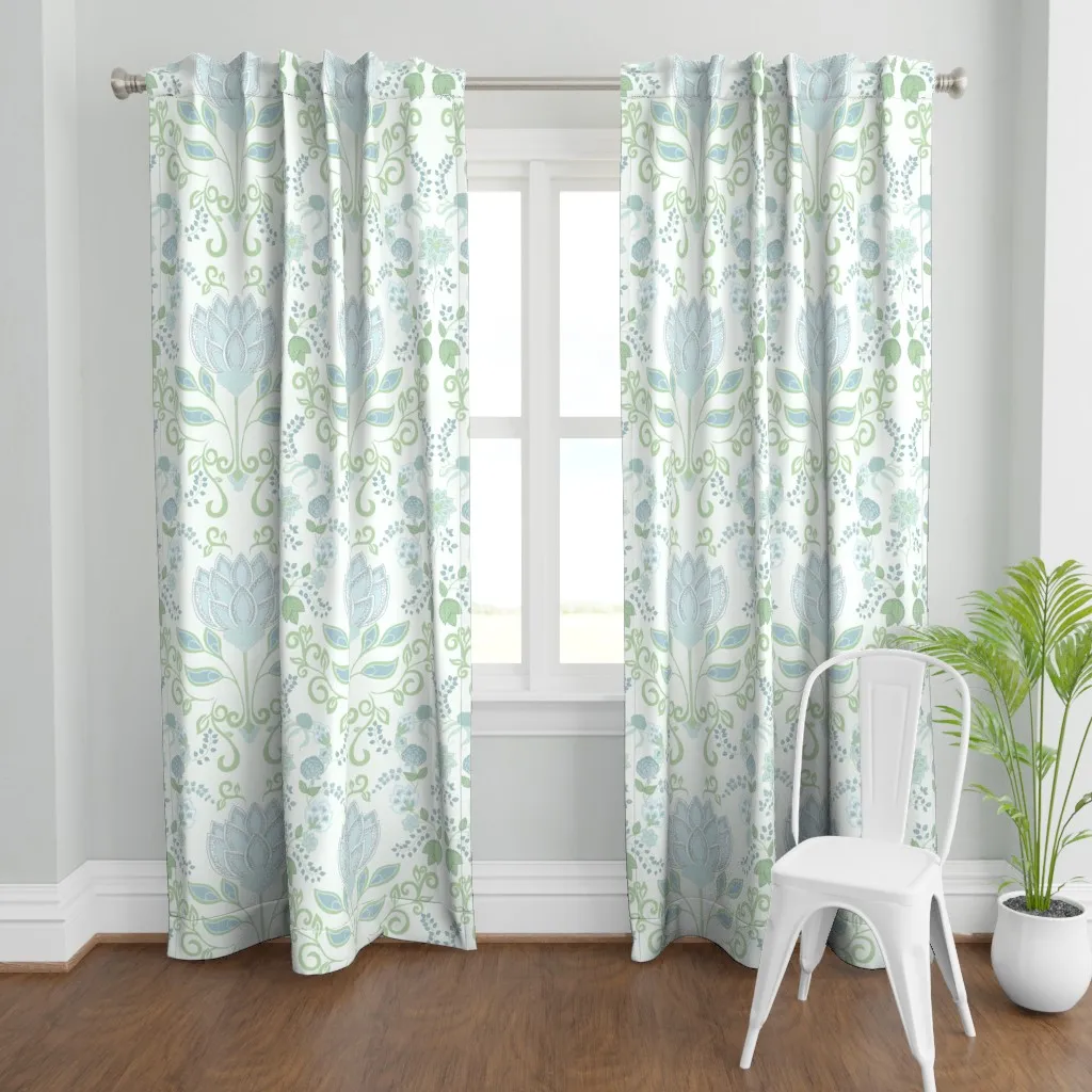 Jaipur Damask Grand Curtain Panel - Light Blue product