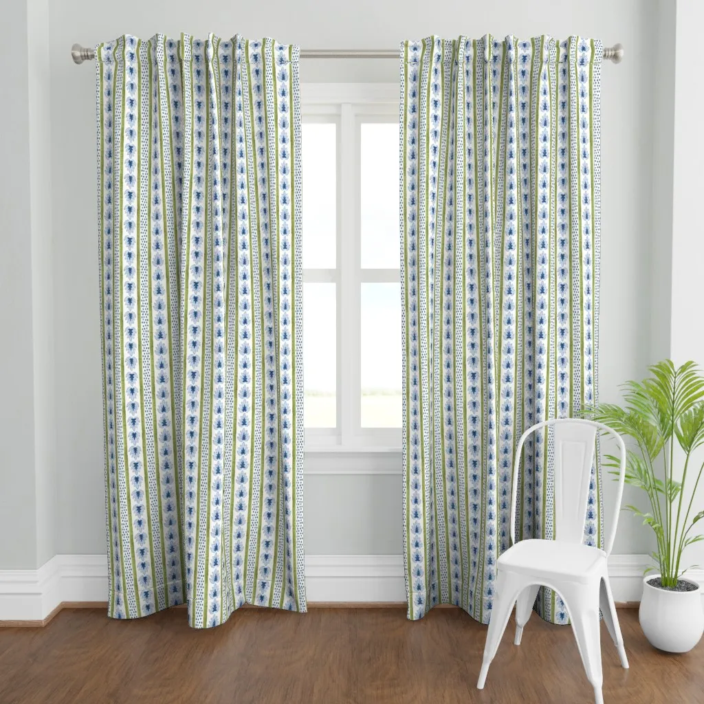 James Stripe Custom Lane Curtain Panel - Indigo Blue product