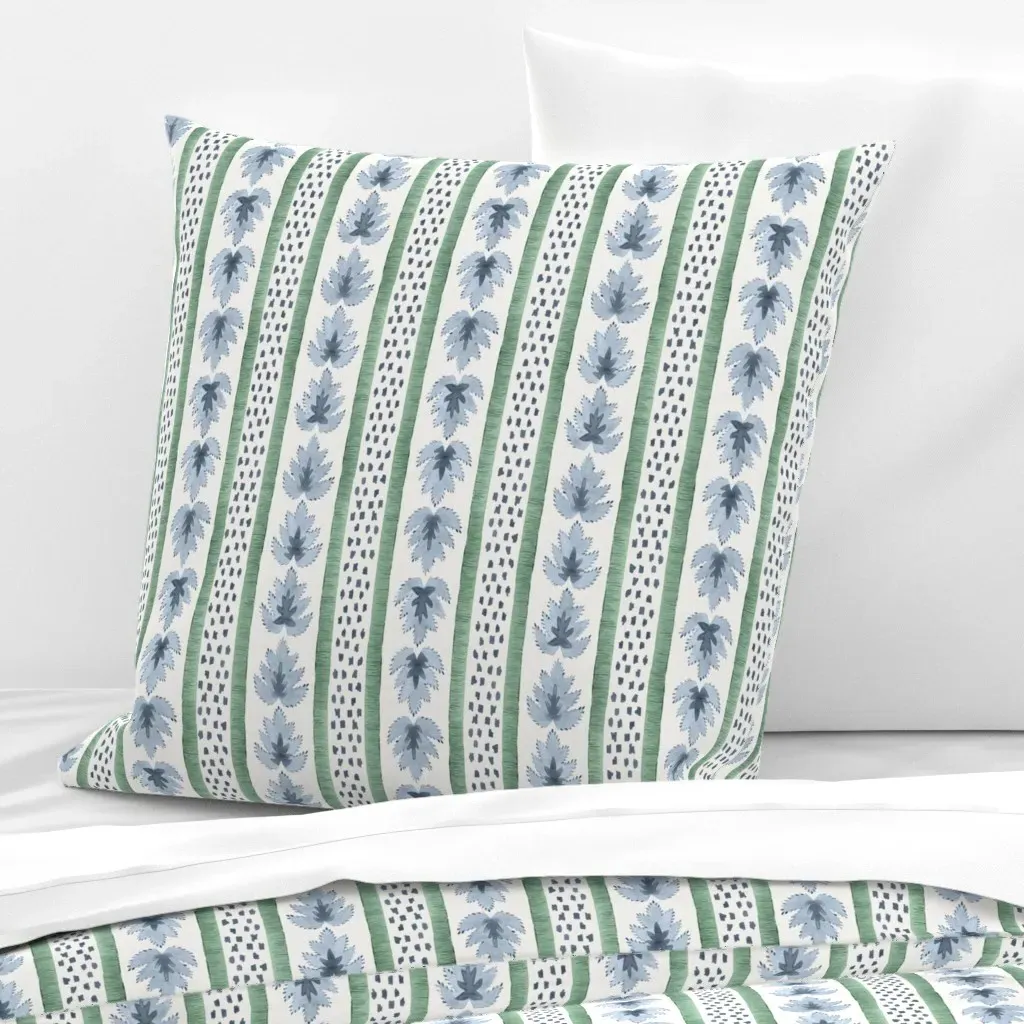 James Stripe Indigo And Lehigh Green Euro Pillow Sham - Blue-Gray product